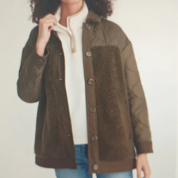 Madewell Jackets Coats Madewell Hybrid Sherpa Jacket Olive